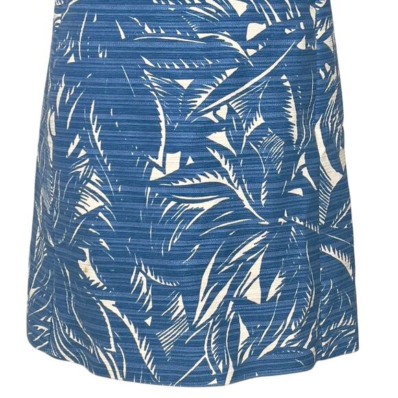 Tory Burch Gulf Shore Tabora Blue & Cream Linen Blend Sheath Mini Dress SZ M - Picture 4 of 13